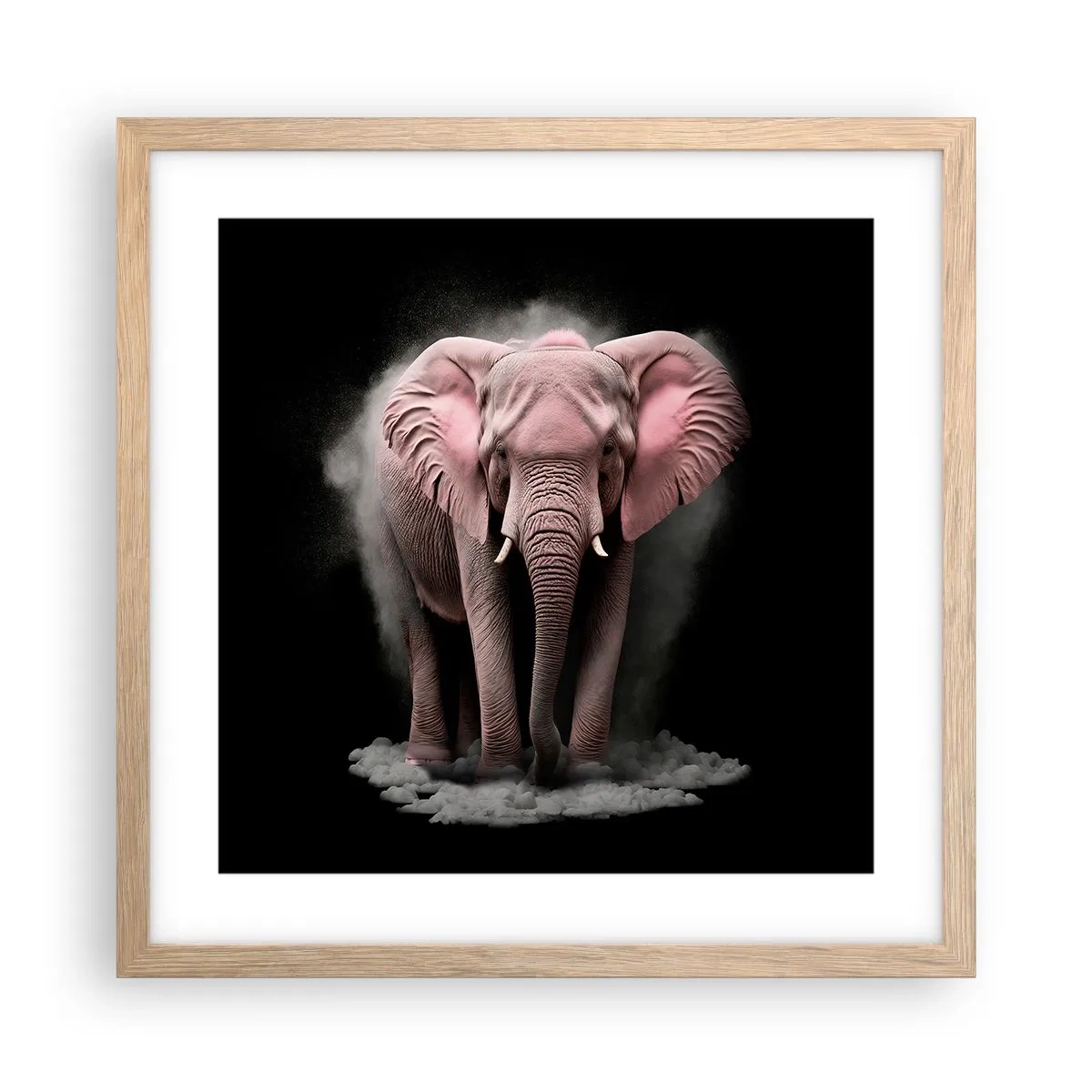 Affiche dans un chêne clair - Poster - Ne pensez pas à un éléphant rose ! - 40x40 cm