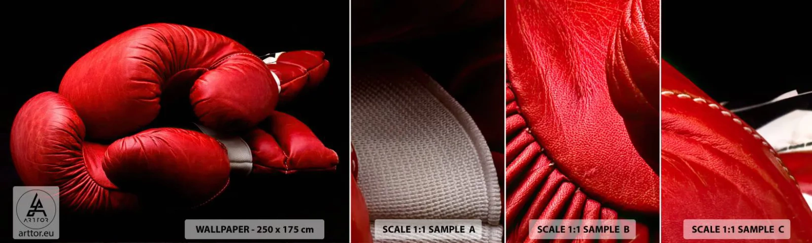 Échantillon de Papier Peint Autocollant Deluxe Sticker - Les émotions du combat sont derrière nous - sport, Boîte, Gants de boxe - 100x30 cm