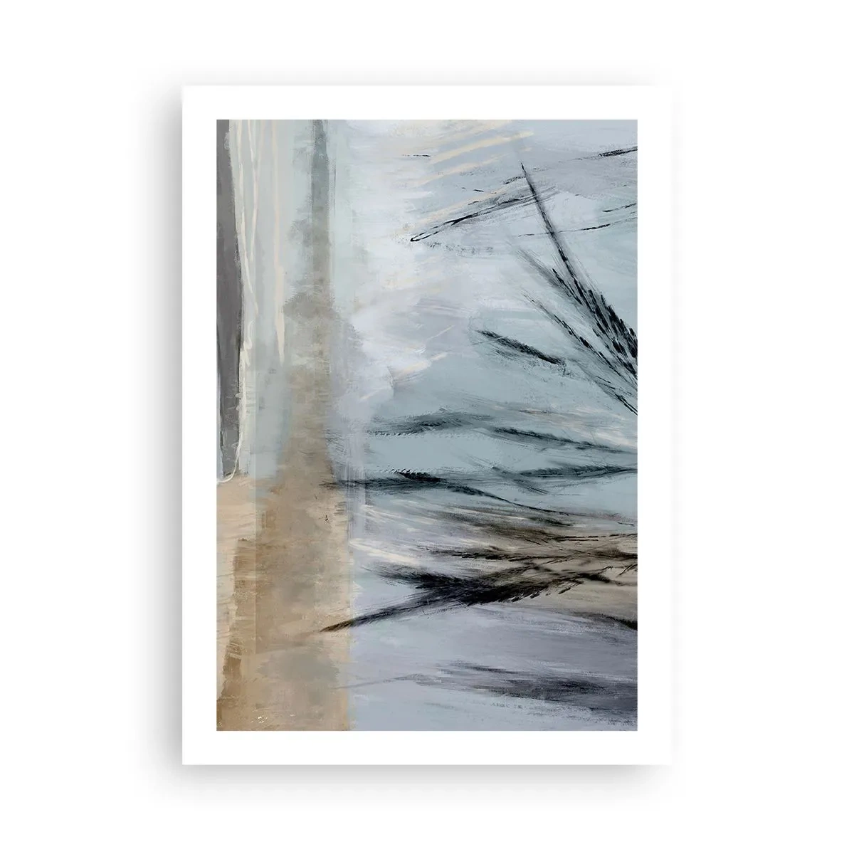 Affiche - Poster - Une abstraction délicate inspirée de la nature dans des couleurs sobres. - 50x70cm - Champs d'hiver - Décoration murale moderne pour le salon et la chambre ARTTOR