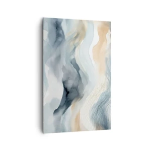 Impression sur toile - Image sur toile - Une abstraction délicate avec un motif de montagne dans des tons pastel. - 80x120cm - Abstraction enneigée et brumeuse - Décoration murale moderne pour le salon et la chambre ARTTOR