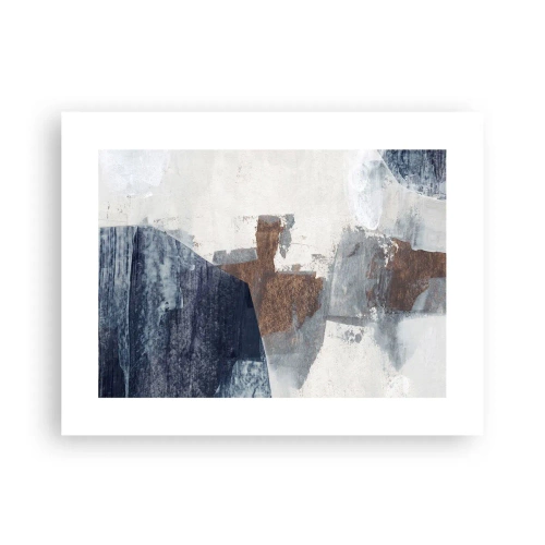 Affiche - Poster - Formes bleues et brunes - 40x30 cm
