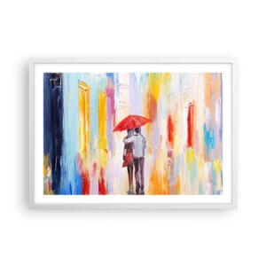 Affiche dans un cadre blanc - Poster - Qu'il pleuve encore - 70x50 cm