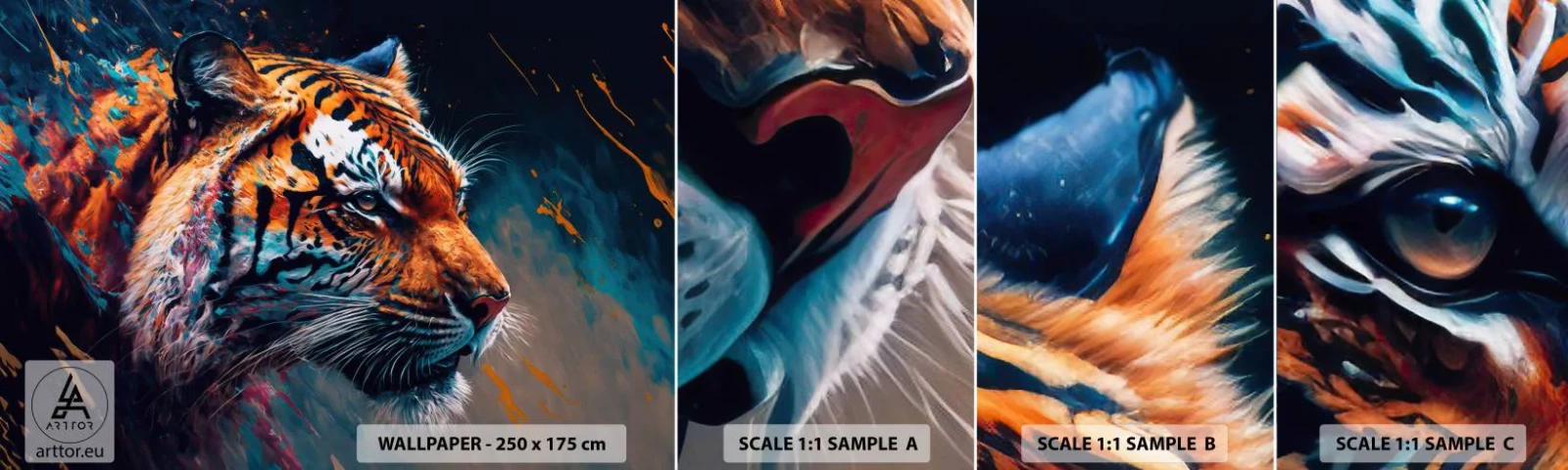 Échantillon De Papier Peint Standard Eco - Beauté sauvage - Tigre, Coloré, Animal - 100x30 cm