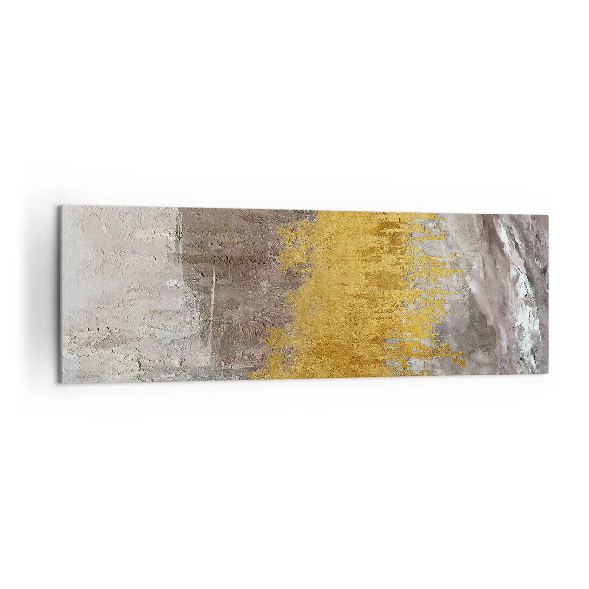 Impression sur toile - Image sur toile - Motif abstrait doré et beige - 160x50cm - Une explosion d'or - Décoration murale moderne pour le salon et la chambre ARTTOR