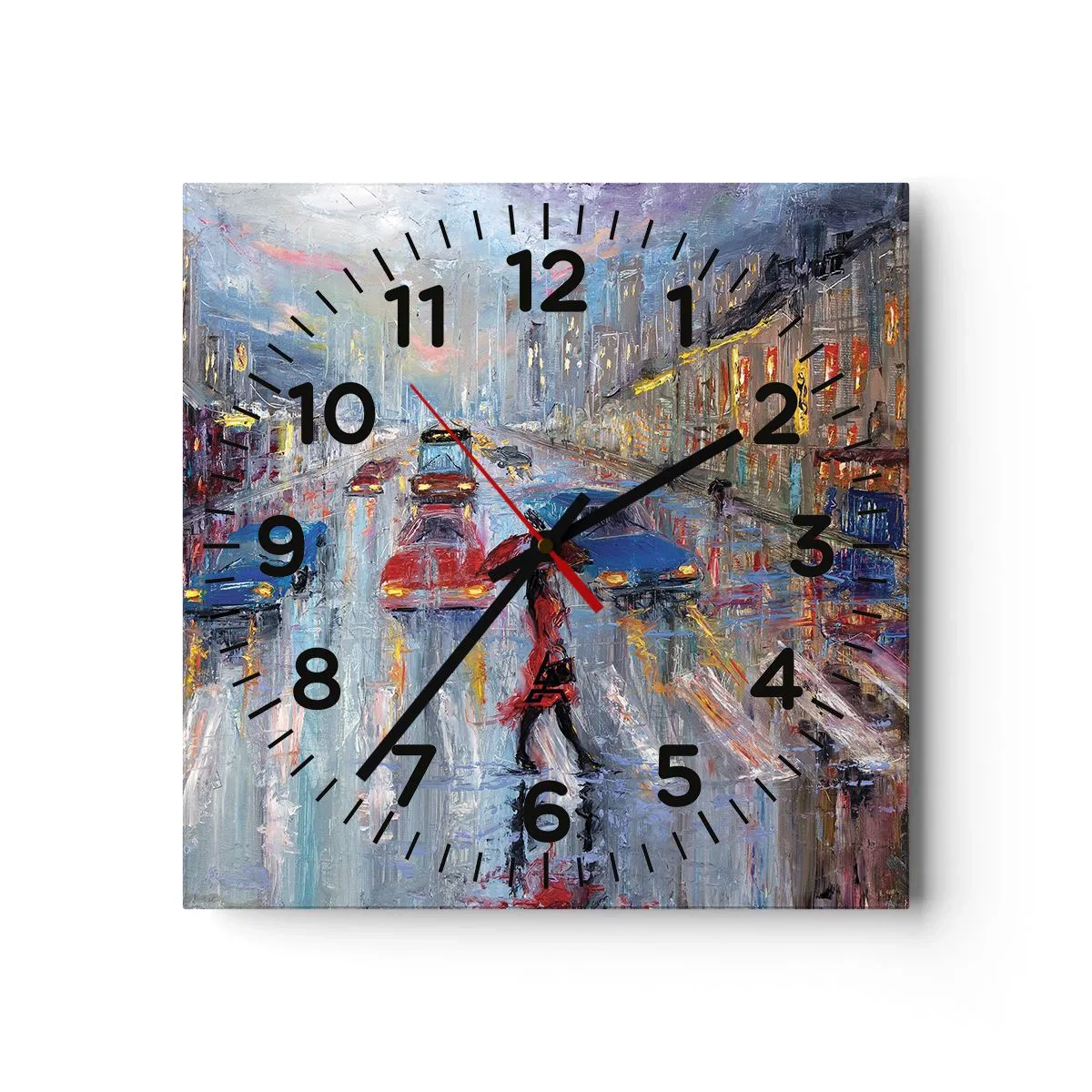 Horloge murale - Pendule murale - Après-midi pluvieux en ville - 40x40 cm