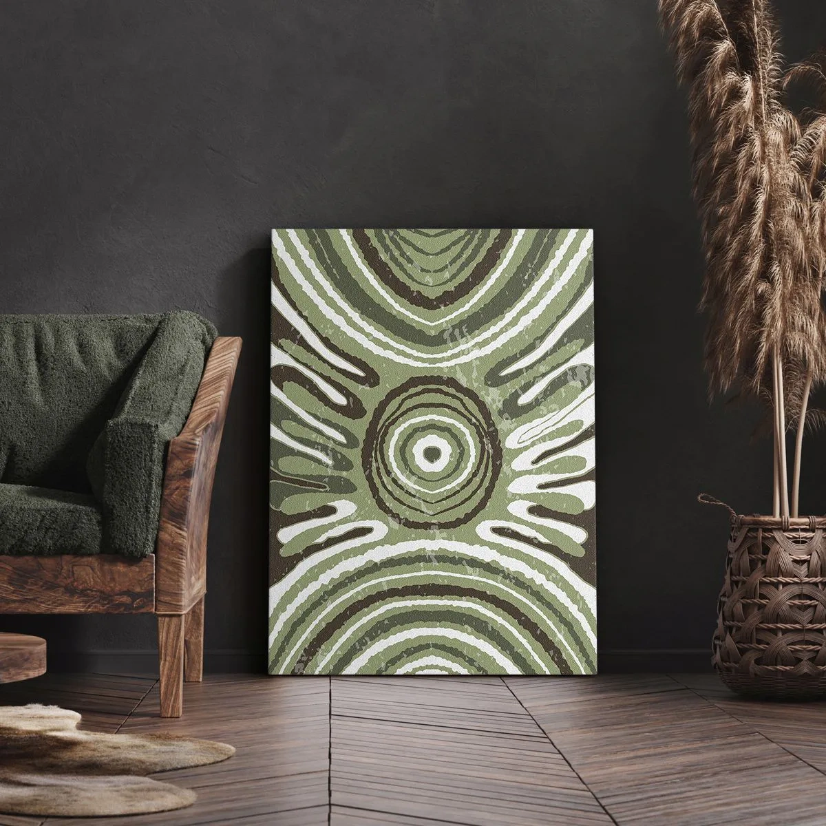 Impression sur toile - Image sur toile - Motifs abstraits dans les tons de vert et de marron - 80x120cm - Une explosion d'émotions - Décoration murale moderne pour le salon et la chambre ARTTOR