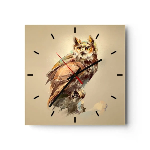 Horloge murale - Pendule murale - Le hibou le plus intelligent - confirmera la forêt de chênes - 40x40 cm