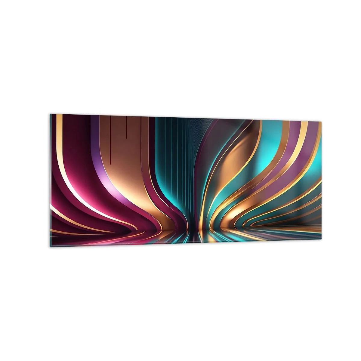 Impression sur verre - Image sur verre - Abstraction futuriste aux couleurs et courbes intenses - 120x50cm - Architektura światła - Décoration murale moderne pour le salon et la chambre ARTTOR