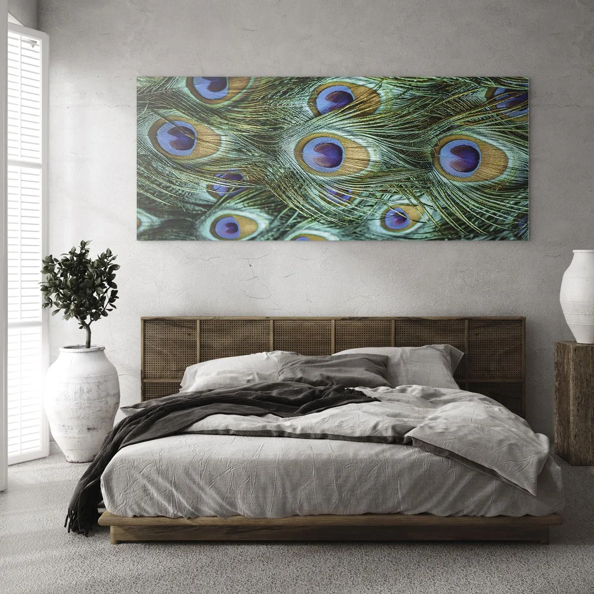 Impression sur verre - Image sur verre - Un regard de paon - 100x40 cm