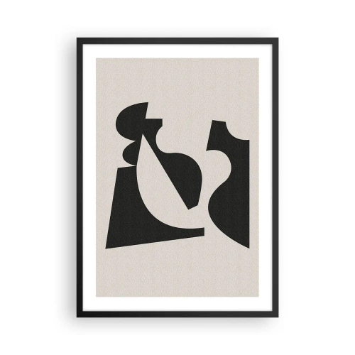Affiche dans un cadre noir - Poster - Composition géométrique abstraite en noir et beige - 50x70cm - À monter soi-même - Décoration murale moderne pour le salon et la chambre ARTTOR
