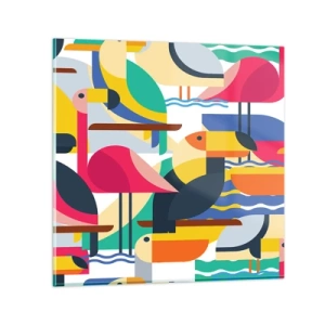 Impression sur verre - Image sur verre - Fête des oiseaux - 30x30 cm
