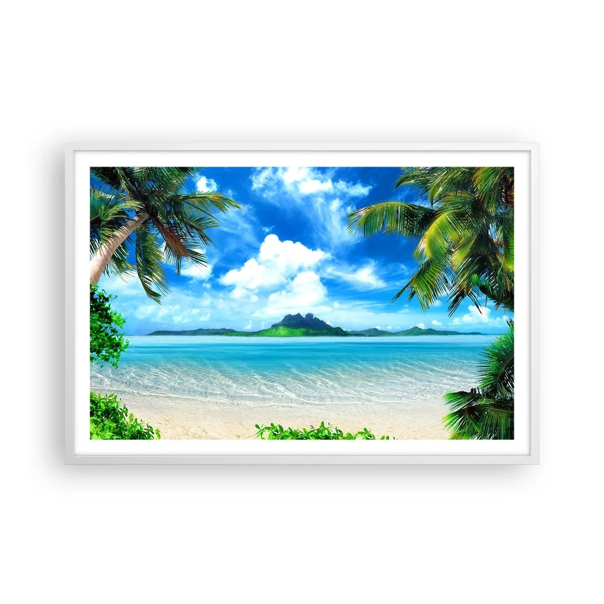 Affiche dans un cadre blanc - Poster - L'azur des tropiques - 91x61 cm