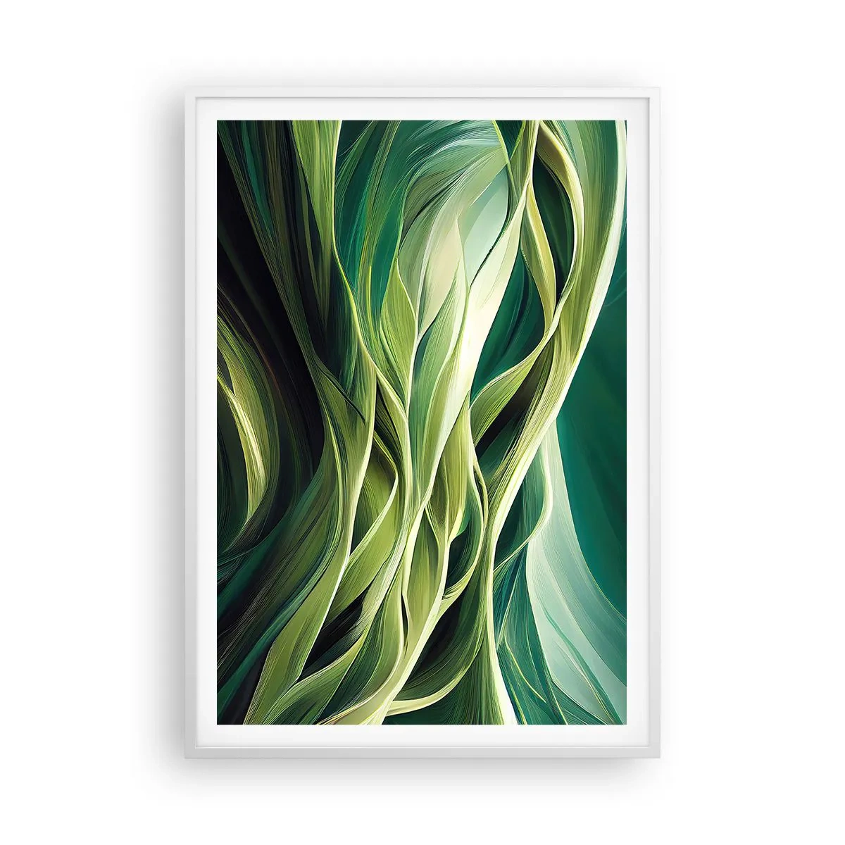 Affiche dans un cadre blanc - Poster - Jeu de vert abstrait - 70x100 cm