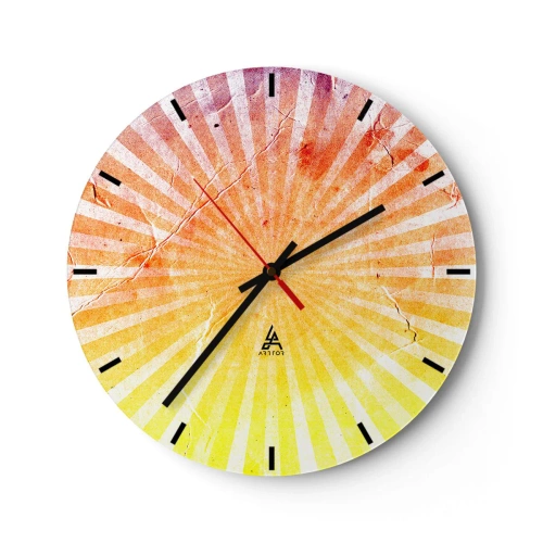 Horloge murale - Pendule murale - Un motif rayonnant aux couleurs du lever et du coucher du soleil - 30x30cm - Levant et couchant - Décoration murale moderne pour le salon, la cuisine et la chambre ARTTOR