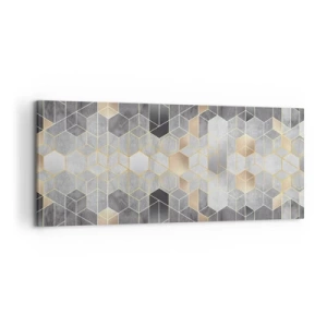 Impression sur toile - Image sur toile - Motif géométrique dans des tons dorés - 120x50cm - Composition de diamants - Décoration murale moderne pour le salon et la chambre ARTTOR