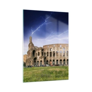 Impression sur verre - Image sur verre - Le Colisée de Rome pendant un orage - 50x70cm - Arène de combat - Décoration murale moderne pour le salon et la chambre ARTTOR
