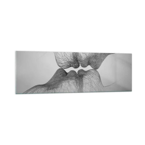 Impression sur verre - Image sur verre - Un baiser abstrait présenté sous une forme éthérée - 160x50cm - La bise du vent - Décoration murale moderne pour le salon et la chambre ARTTOR