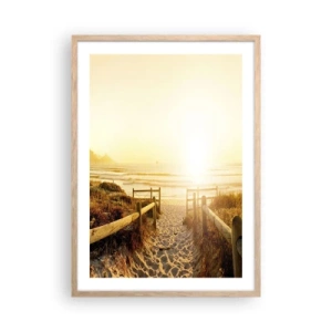 Affiche dans un chêne clair - Poster - A travers la dune, vers le soleil - 50x70 cm