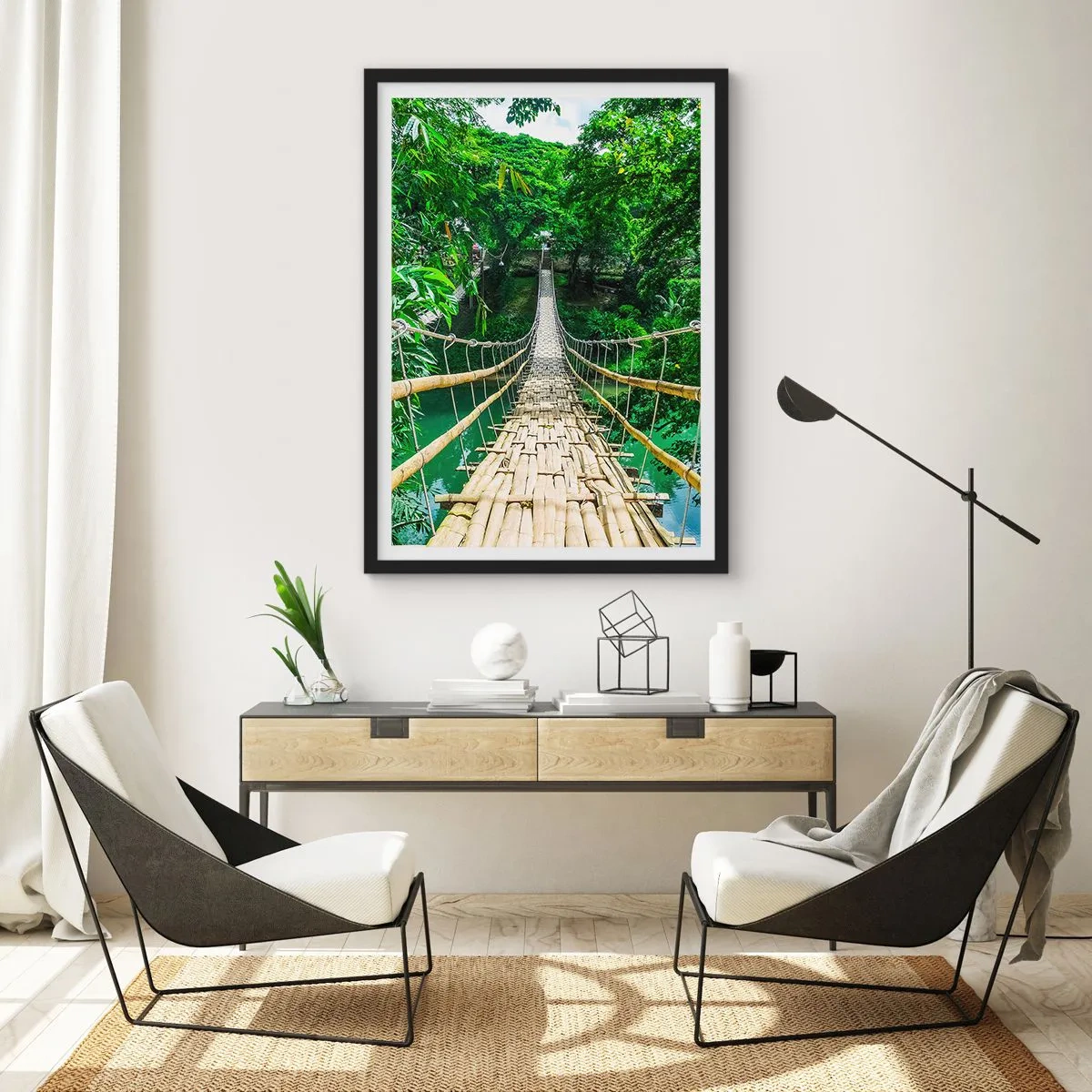 Affiche dans un cadre noir - Poster - Pont de singe en pleine nature - 40x50 cm
