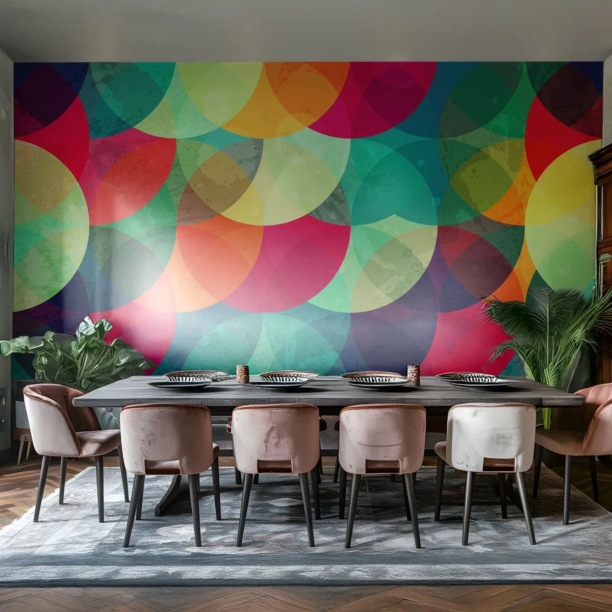 Papier Peint Photo Standard Eco - Ascension - Abstraction, Morceau, Cercles colorés - 400x280 cm