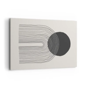 Impression sur toile - Image sur toile - Motif abstrait avec des lignes et un cercle noir sur un fond clair - 100x70cm - Tremblement et confiance - Décoration murale moderne pour le salon et la chambre ARTTOR