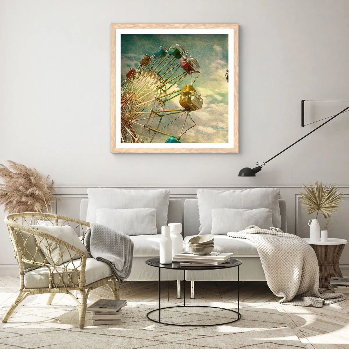 Affiche dans un chêne clair - Poster - On va faire la fête - 60x60 cm