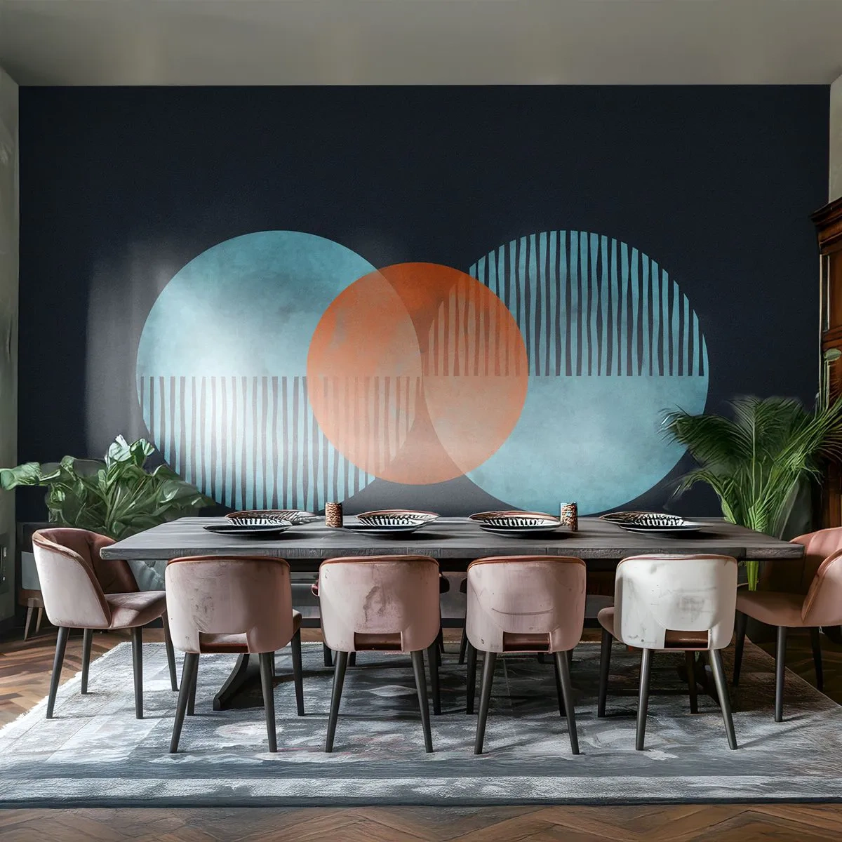 Papier peint sur mesure Autocollant Deluxe - Composition symétrique - Abstraction, Morceau, Motif géométrique