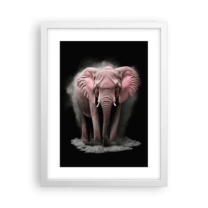 Affiche dans un cadre blanc - Poster - Ne pensez pas à un éléphant rose ! - 30x40 cm