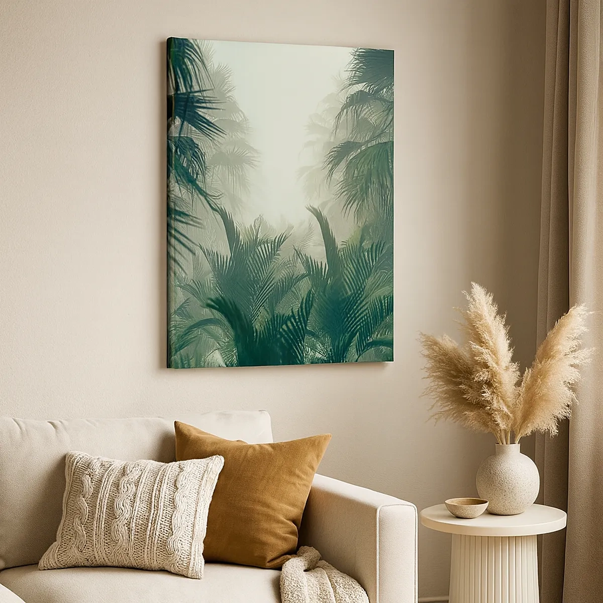 Impression sur toile - Image sur toile - Végétation tropicale dans un épais brouillard de forêt tropicale - 50x70cm - Secret tropical - Décoration murale moderne pour le salon et la chambre ARTTOR