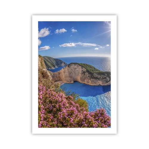 Affiche - Poster - Baie de Navagio sur l'île de Zakynthos avec falaises et mer - 50x70cm - Mes super vacances grecques - Décoration murale moderne pour le salon et la chambre ARTTOR