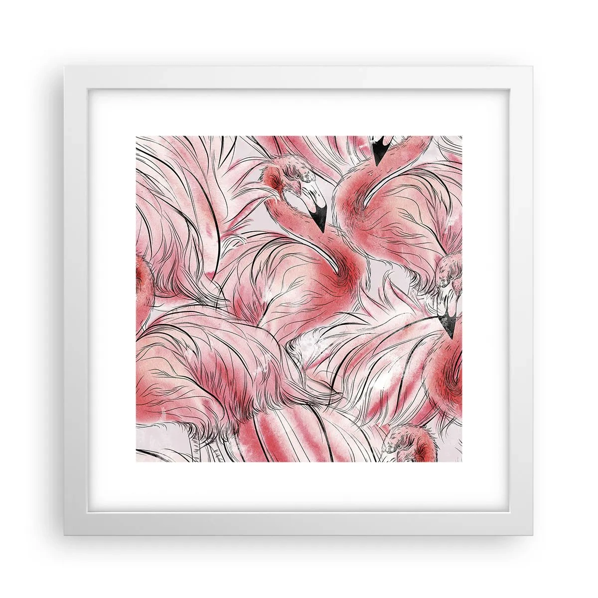 Affiche dans un cadre blanc - Poster - Oiseau corps de ballet - 30x30 cm