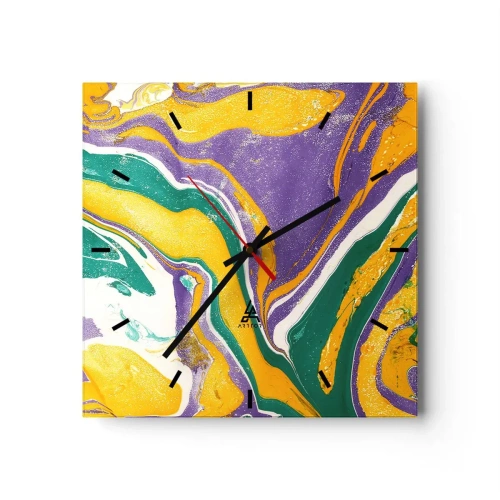 Horloge murale - Pendule murale - Ondes de couleur - 40x40 cm