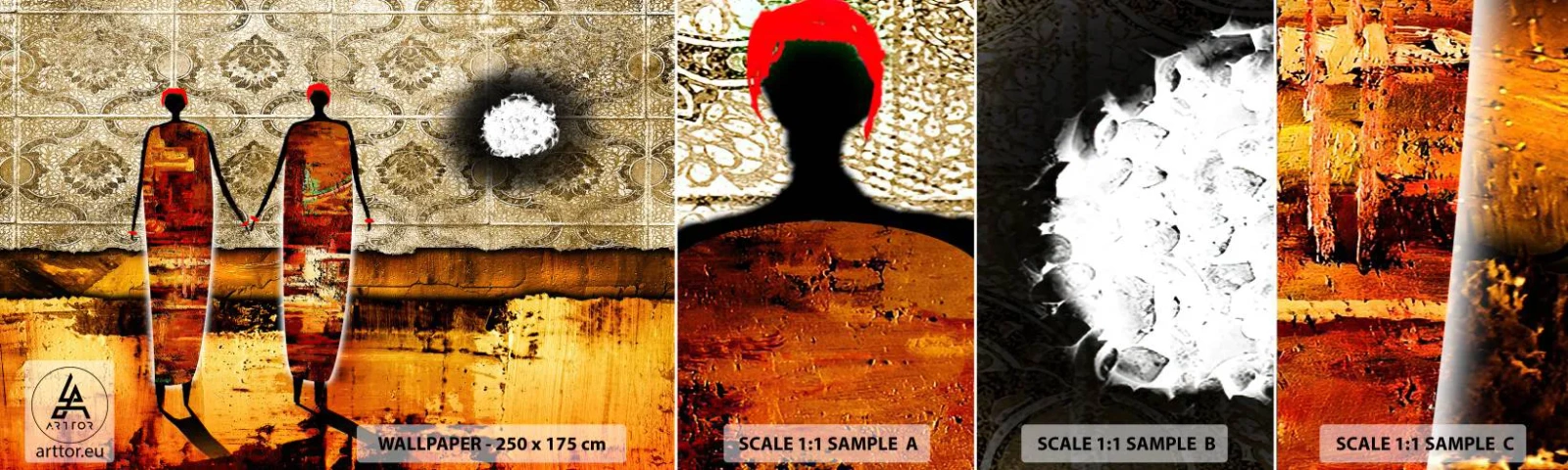 Échantillon De Papier Peint Standard Eco - Composition ethnique aux couleurs de l'Afrique - Personnes, Afrique, Graphique - 100x30 cm