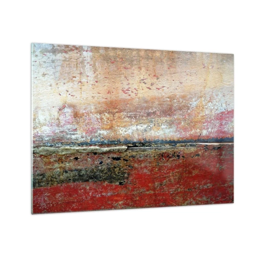 Impression sur verre - Image sur verre - Texture abstraite dans les tons de rouge et d'ocre - 70x50cm - C'est peut-être la mer - Décoration murale moderne pour le salon et la chambre ARTTOR