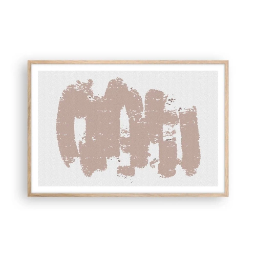 Affiche dans un chêne clair - Poster - Abstraction en rose tendre - 91x61 cm