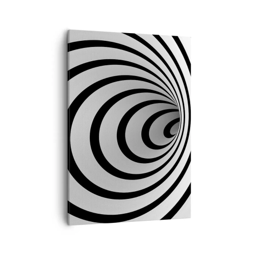 Impression sur toile - Image sur toile - Une spirale noire et blanche créant un effet hypnotique - 50x70cm - Tu ne peux pas y résister aussi ? - Décoration murale moderne pour le salon et la chambre ARTTOR