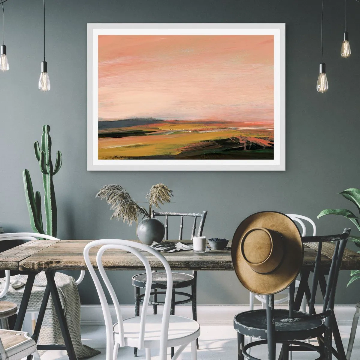 Affiche dans un cadre blanc - Poster - Dans les tons de roses - 91x61 cm