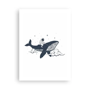 Affiche - Poster - Une illustration colorée d'une fusée spatiale volant parmi les étoiles. - 50x70cm - Aventure spatiale - Décoration murale moderne pour le salon et la chambre ARTTOR