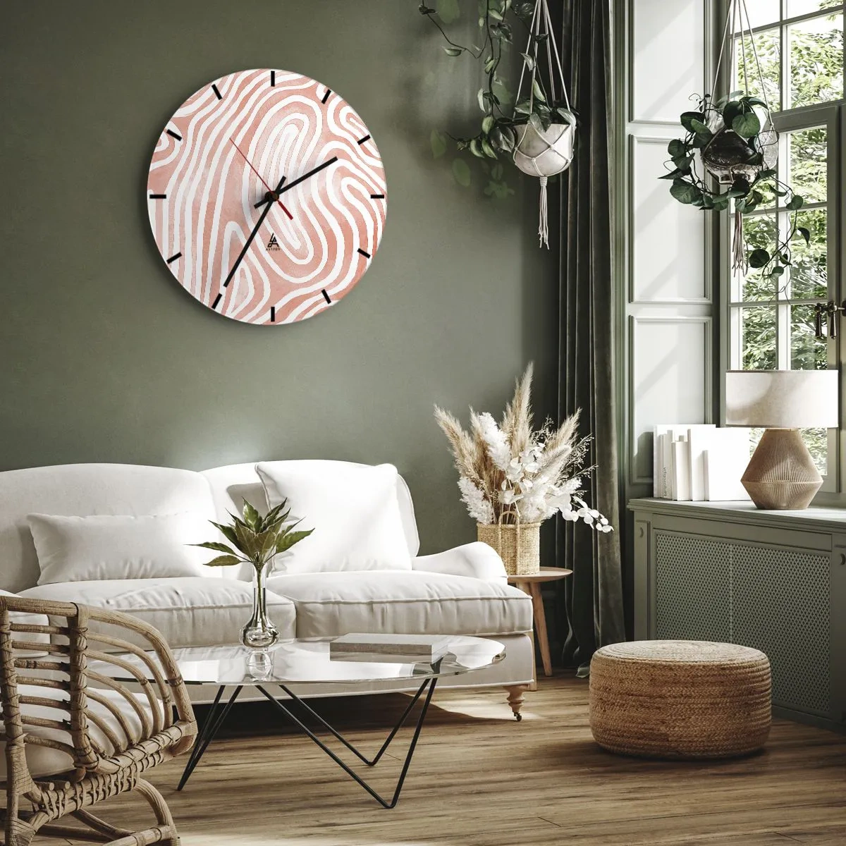 Horloge murale - Pendule murale - Dans le labyrinthe de corail - 40x40 cm