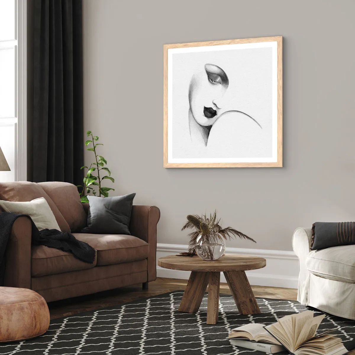 Affiche dans un chêne clair - Poster - Dans le style de Lempicka - 60x60 cm