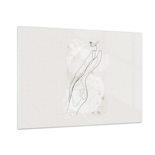 Impression sur verre - Image sur verre - Silhouette profilée d'une femme dans des tons beiges - 100x70cm - Trompe l'oeil - Décoration murale moderne pour le salon et la chambre ARTTOR