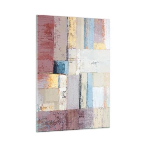 Impression sur verre - Image sur verre - Composition géométrique abstraite aux couleurs pastel - 50x70cm - Le calme de la géométrie - Décoration murale moderne pour le salon et la chambre ARTTOR