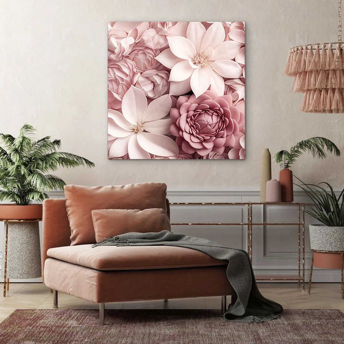 Impression sur toile - Image sur toile - Dans les pétales roses - 50x50 cm