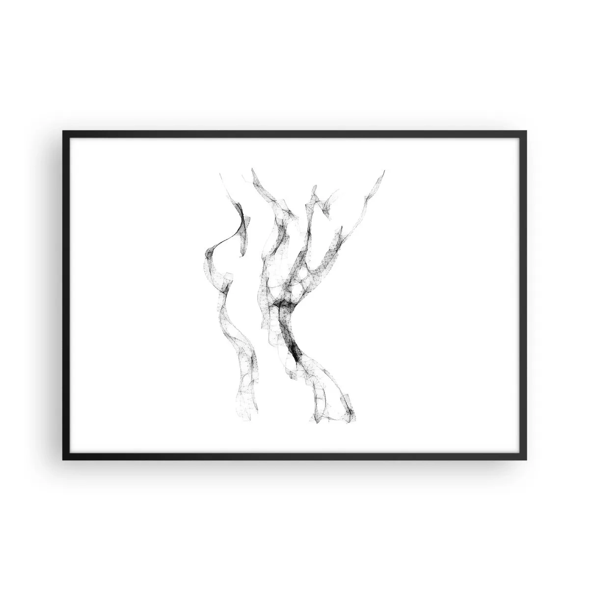 Affiche dans un cadre noir - Poster - Des lignes délicates et abstraites ressemblant à des traînées de fumée sur un fond clair - 100x70cm - Belle et forte - Décoration murale moderne pour le salon et la chambre ARTTOR