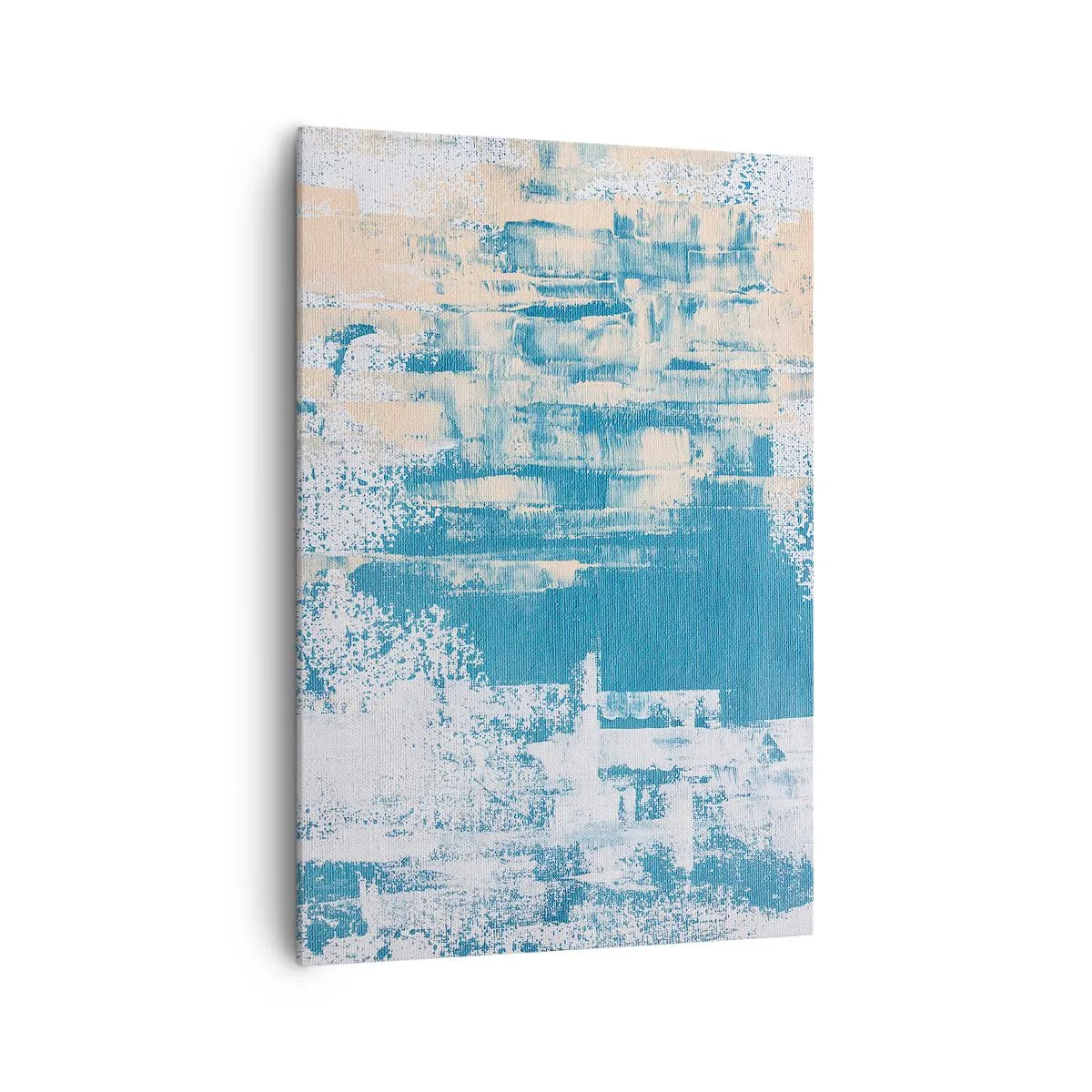 Impression sur toile - Image sur toile - Composition abstraite dans les tons de bleu et de blanc - 70x100cm - À travers un iceberg - Décoration murale moderne pour le salon et la chambre ARTTOR