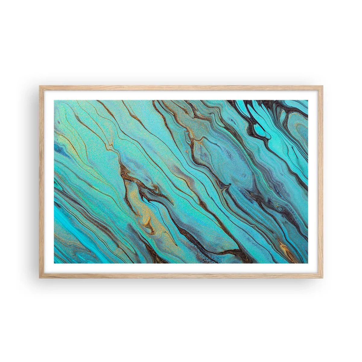 Affiche dans un chêne clair - Poster - Marée turquoise - 91x61 cm
