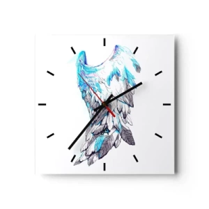 Horloge murale - Pendule murale - Ailes d'ange délicates aux tons pastel - 30x30cm - j'ai besoin d'ailes - Décoration murale moderne pour le salon et la chambre ARTTOR