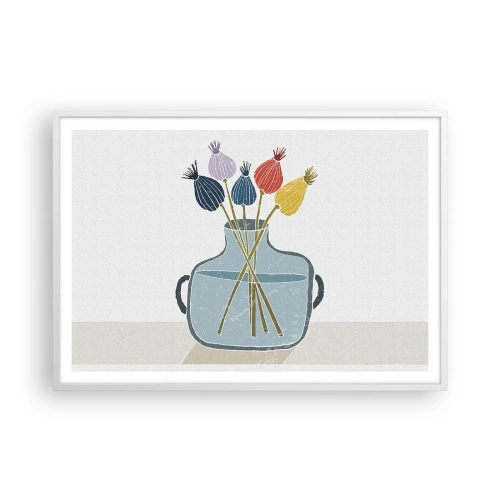 Affiche dans un cadre blanc - Poster - Comme s'il avait semé des graines de pavot - 100x70 cm