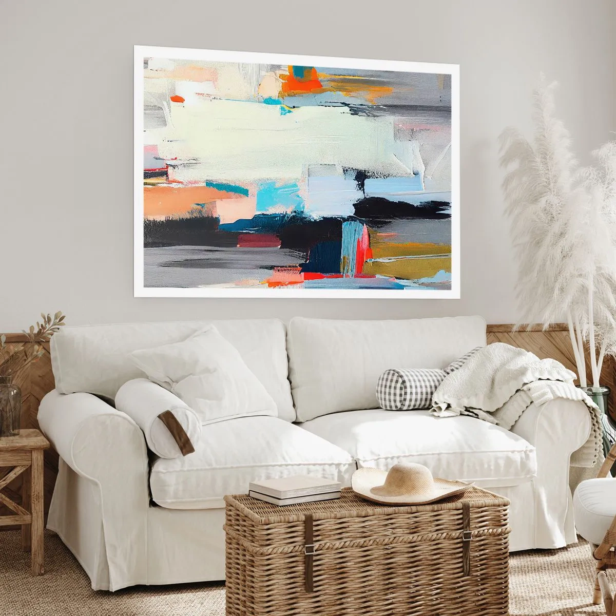 Affiche - Poster - Abstraction colorée avec des coups de pinceau dynamiques - 100x70cm - Y a-t-il une méthode ? - Décoration murale moderne pour le salon et la chambre ARTTOR