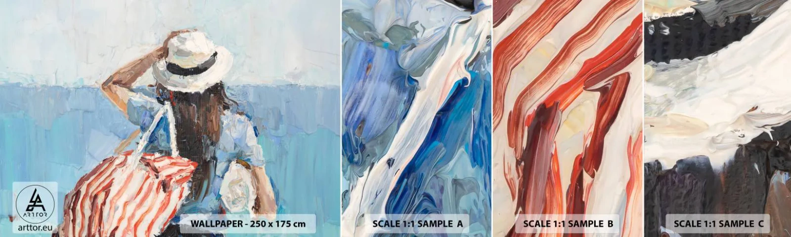 Échantillon De Papier Peint Standard Eco - Bienvenue à vos vacances - Plage, Femme, Nautique - 100x30 cm